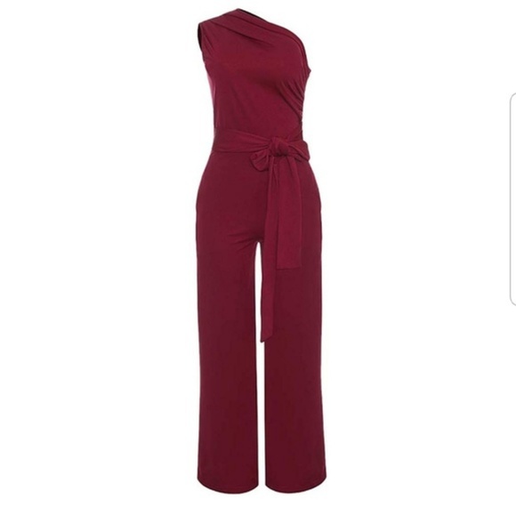'Best Dressed' Belted One Shoulder Jumpsuit - Picture 5 of 7